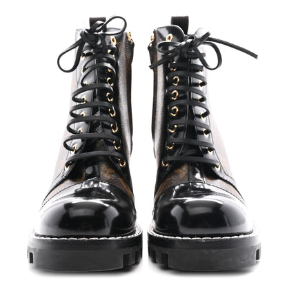 Louis Vuitton Patent Calfskin Monogram Star Trail Ankle Boots 40 Black 3 of 10