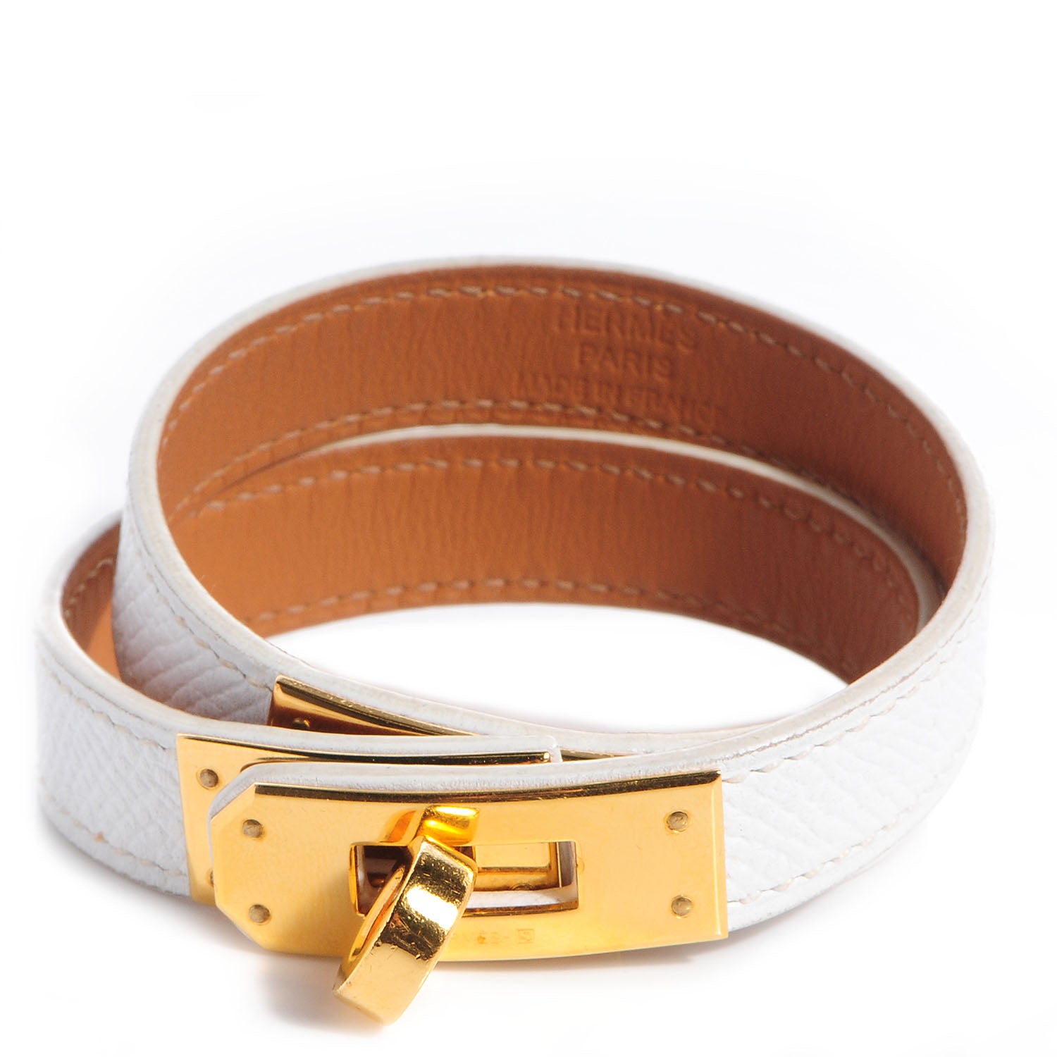 Hermes Epsom Kelly Double Tour Bracelet Small White 1 of 7
