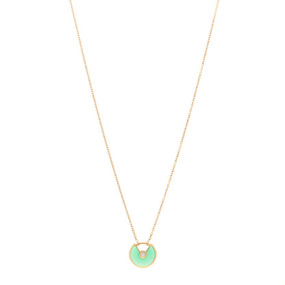 Cartier 18K Yellow Gold Diamond Chrysoprase XS Amulette de Cartier Pendant Necklace 1 of 4