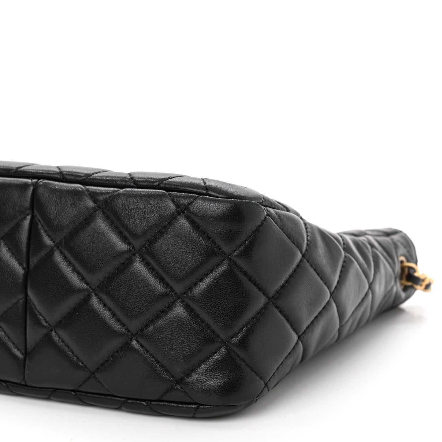 Lambskin Quilted Small Pearl Crush Hobo Black