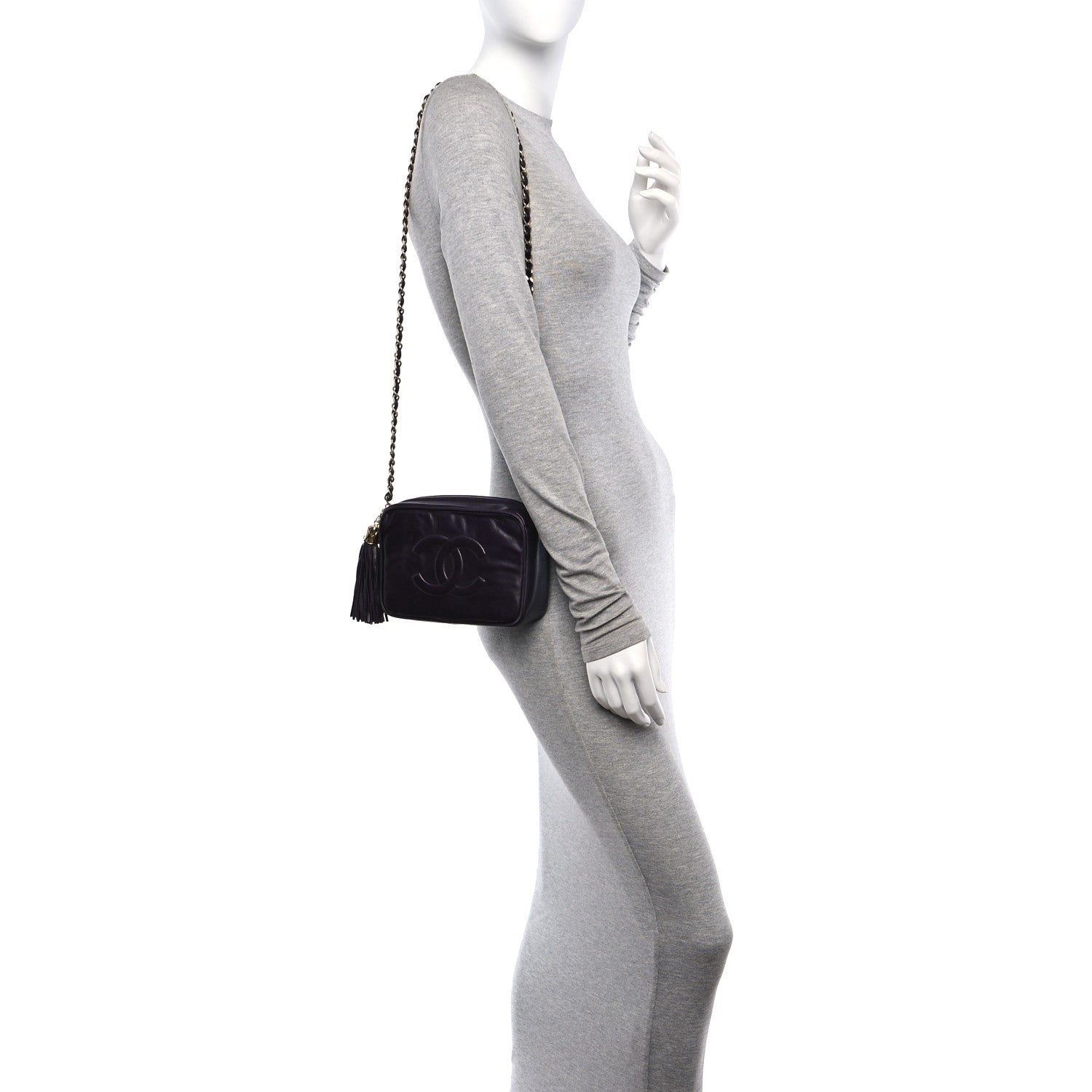 Chanel Lambskin CC Tassel Camera Case Purple 2 of 10