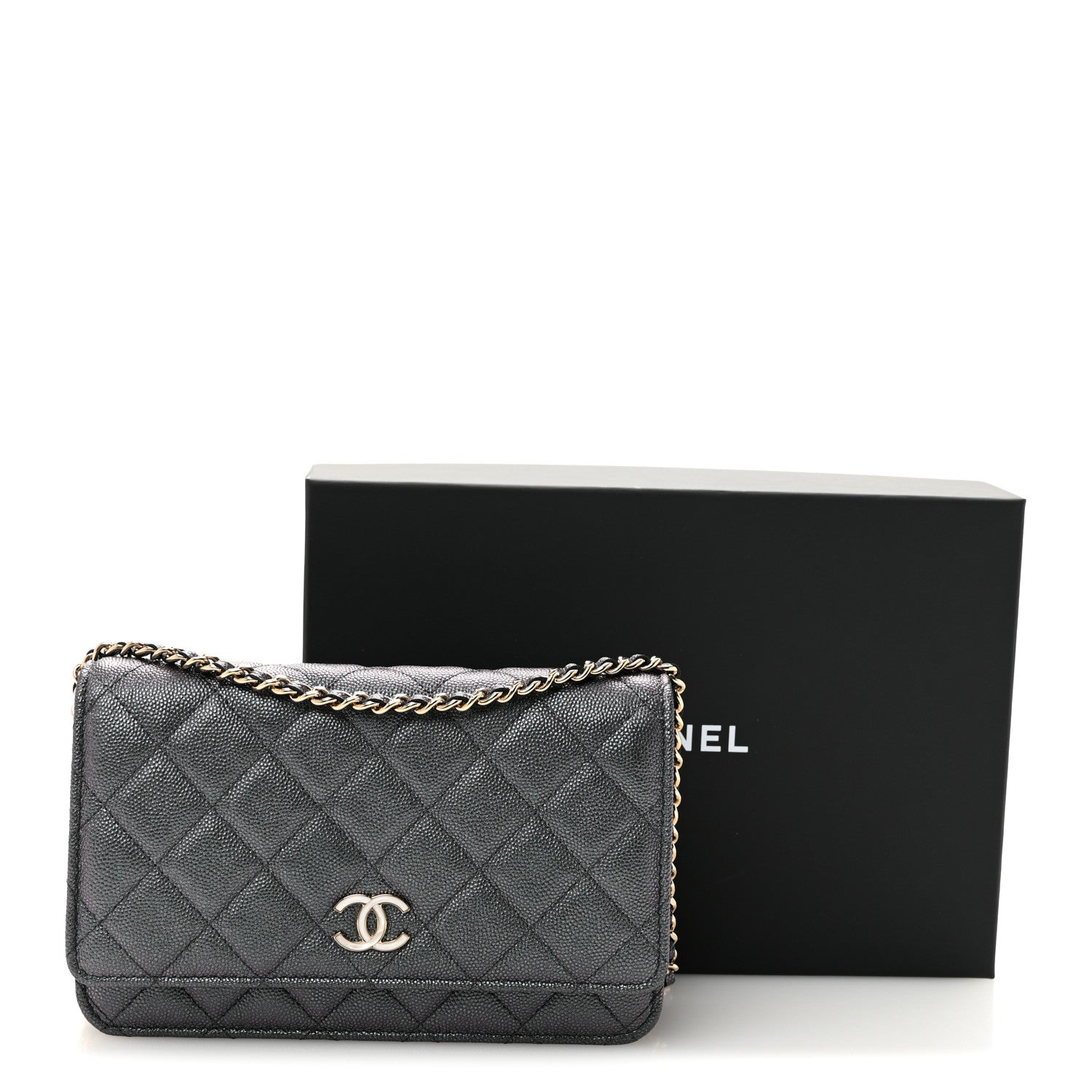 Chanel Iridescent Caviar Quilted Wallet On Chain WOC Green 10 of 10