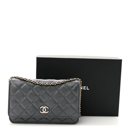 Chanel Iridescent Caviar Quilted Wallet On Chain WOC Green 10 of 10