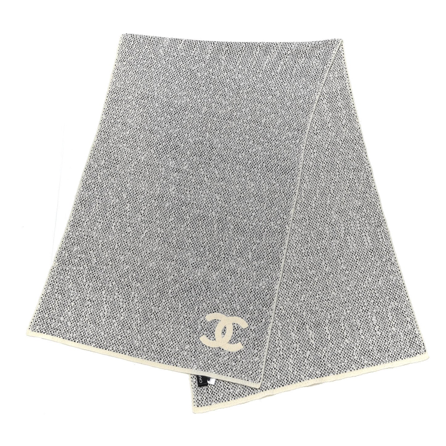 Cotton Cashmere CC Scarf Black Ivory