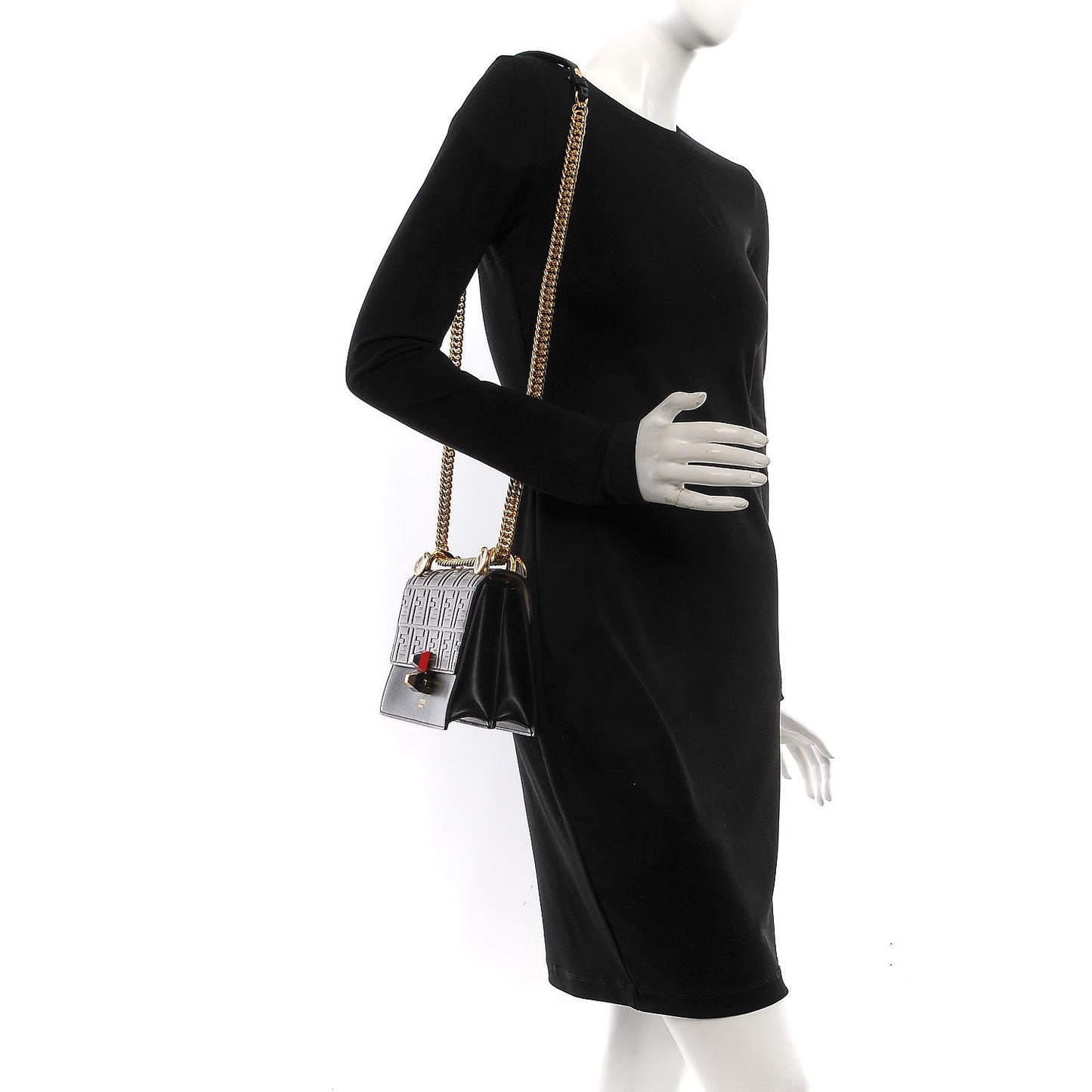 Vitello Liberty Bi-Color FF 1974 Embossed Small Kan I Shoulder Bag Black Maya