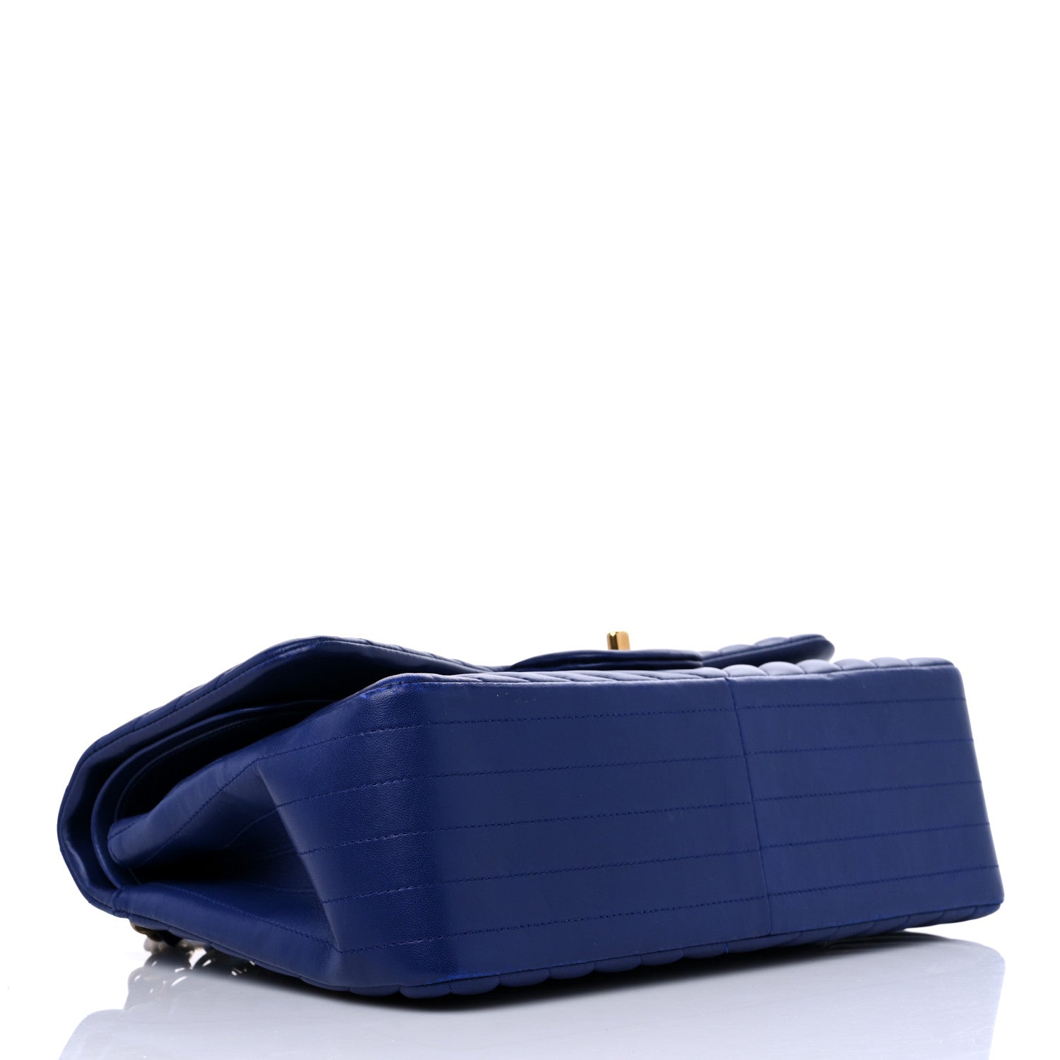 Chanel Lambskin Chevron Quilted Jumbo Double Flap Navy Blue 4 of 15