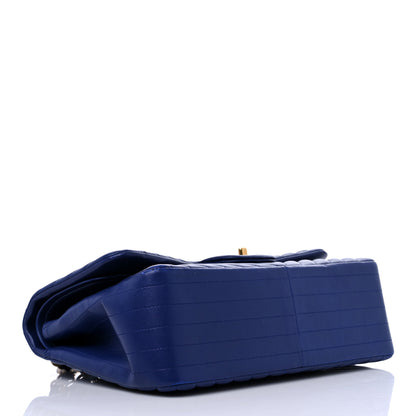 Chanel Lambskin Chevron Quilted Jumbo Double Flap Navy Blue 4 of 15