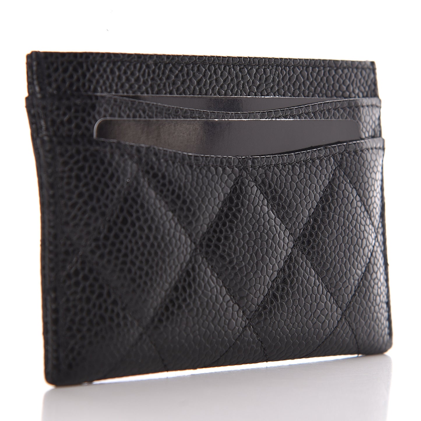 Caviar Quilted Card Holder Black