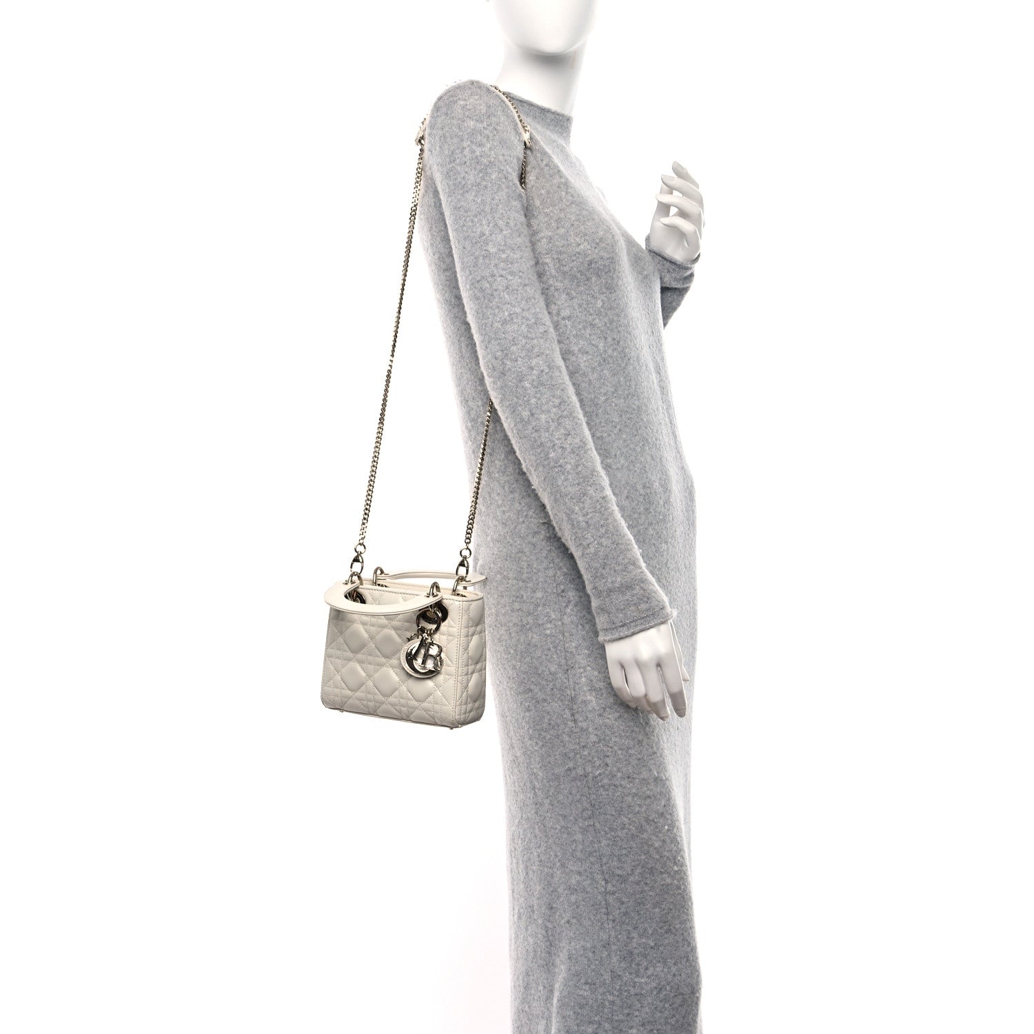 Christian Dior Lambskin Cannage Mini Lady Dior White 2 of 9