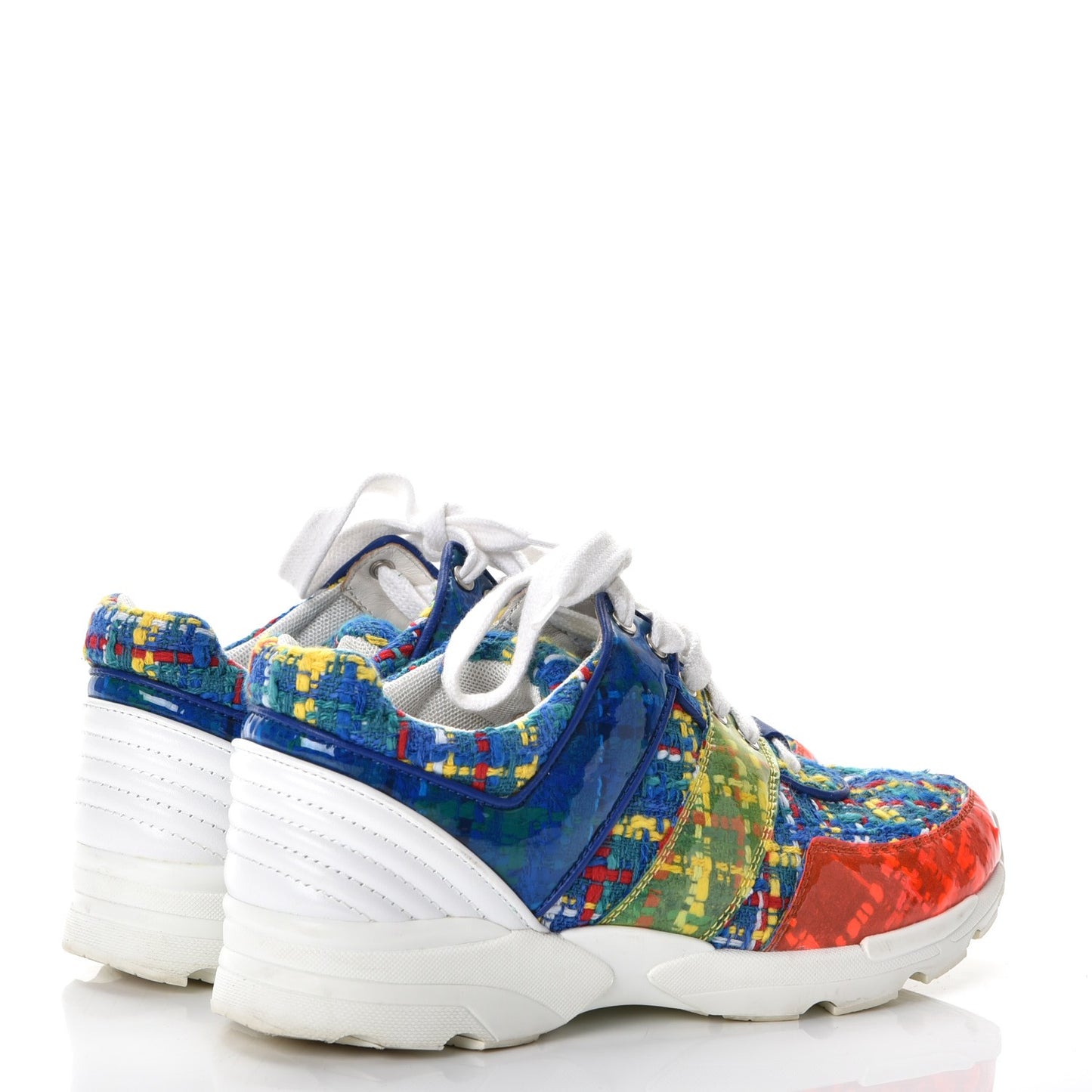 Tweed Calfskin Sneakers 36.5 Red Yellow Blue