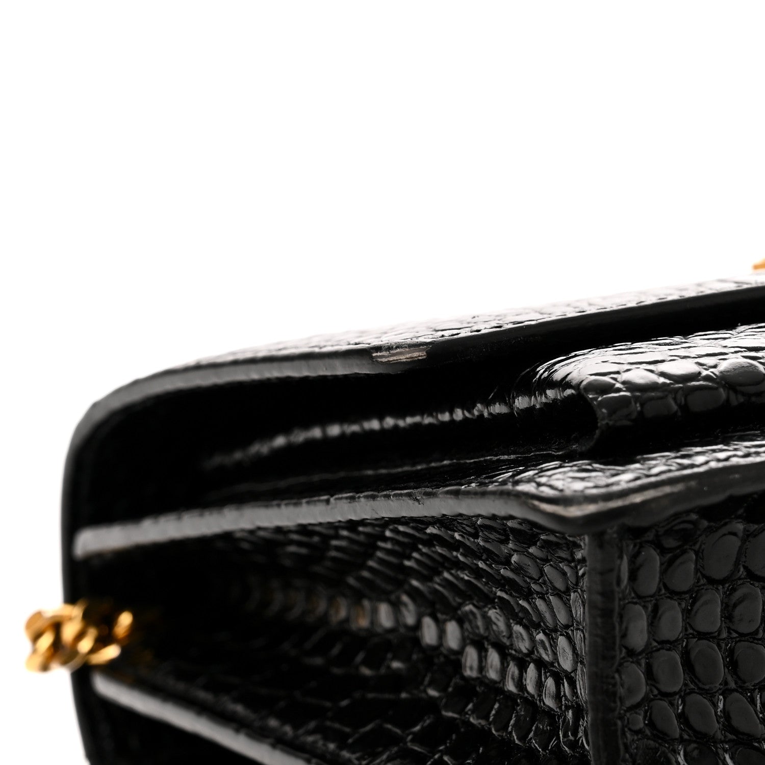 Saint Laurent Calfskin Crocodile Embossed Medium Monogram Sunset Black 12 of 12