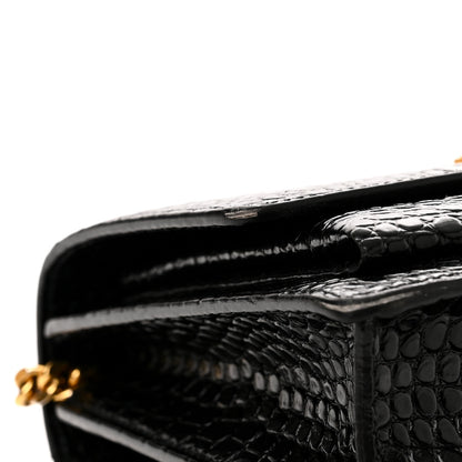 Saint Laurent Calfskin Crocodile Embossed Medium Monogram Sunset Black 12 of 12