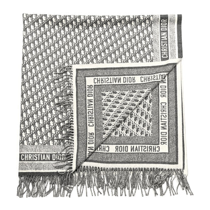 Christian Dior Wool Angora Oblique Throw Blanket Grey 2 of 4