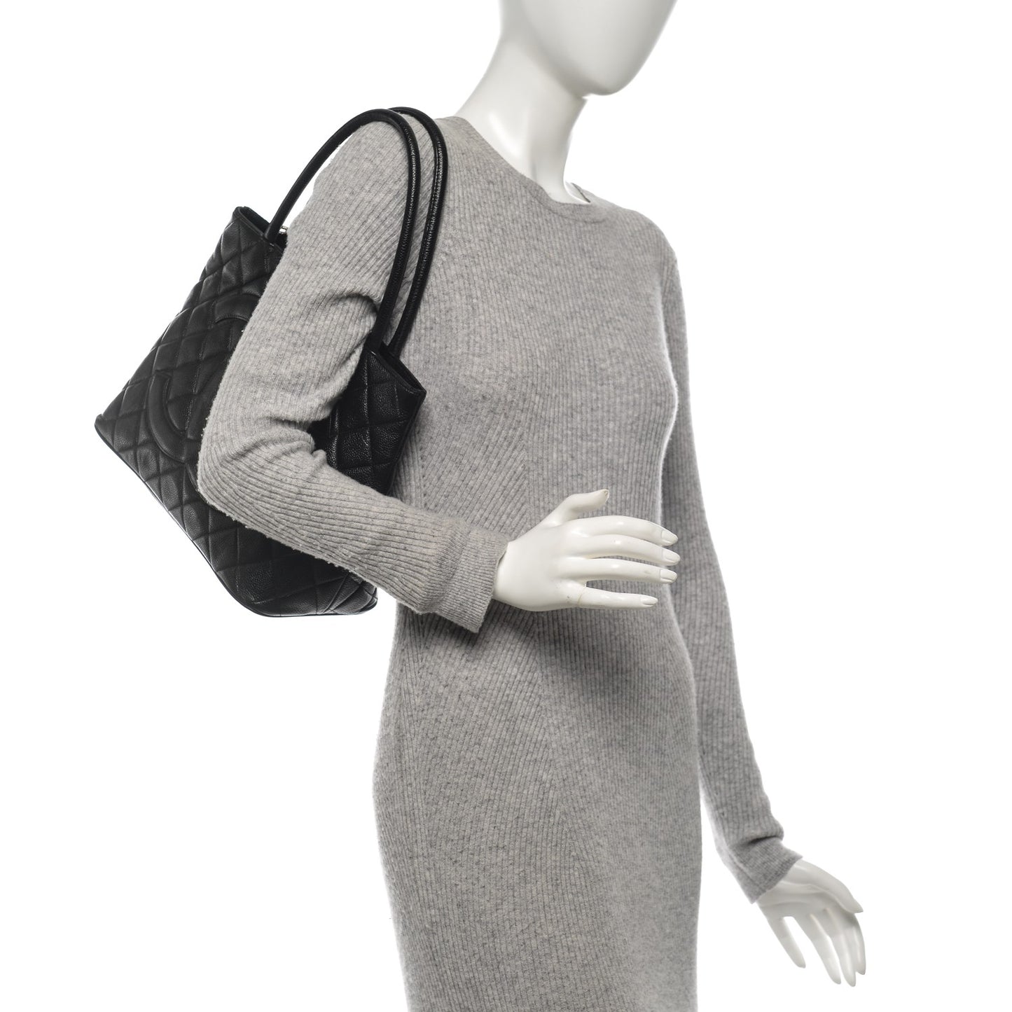 Caviar Quilted Medallion Tote Black