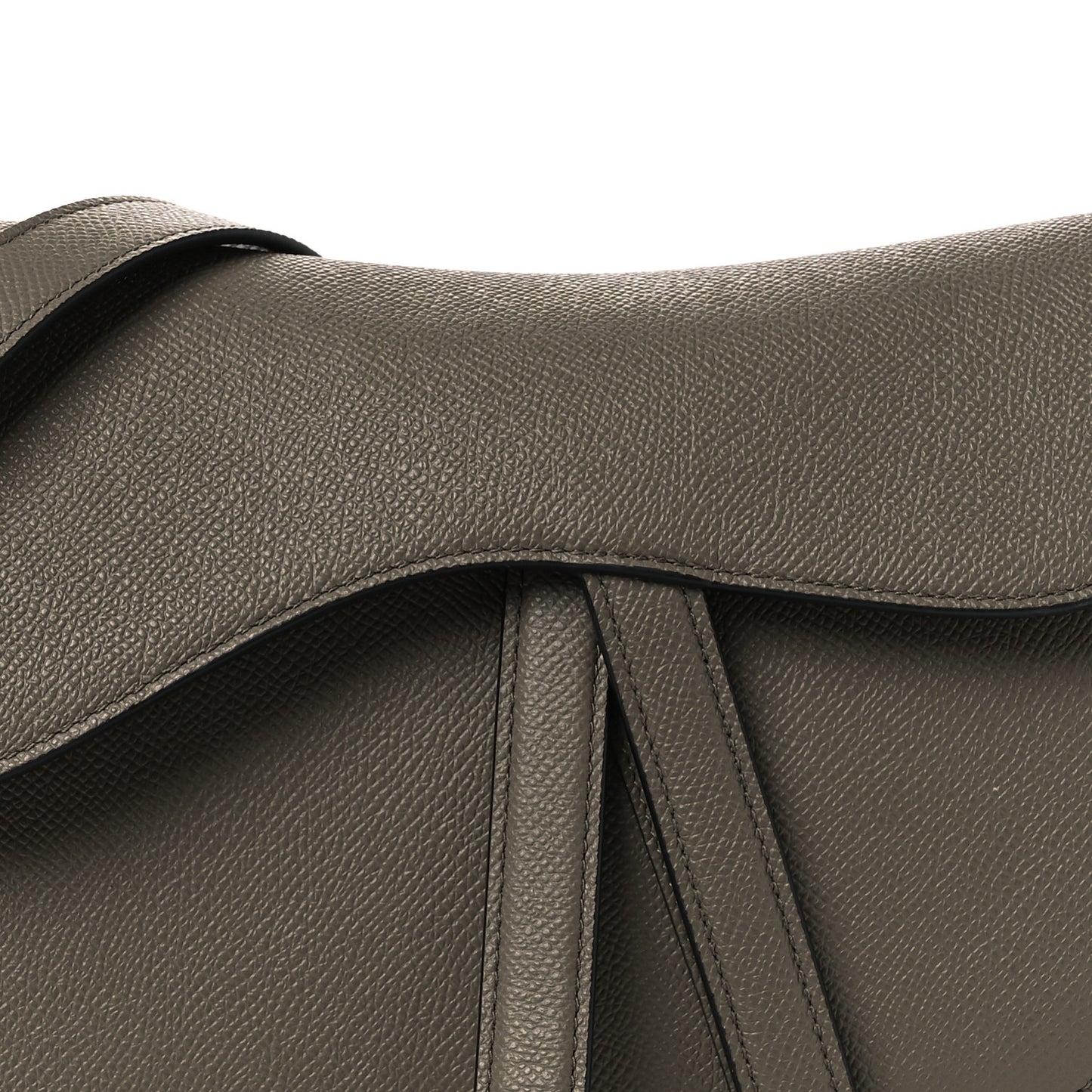 Grained Calfskin Saddle Bag With Strap Clay Green