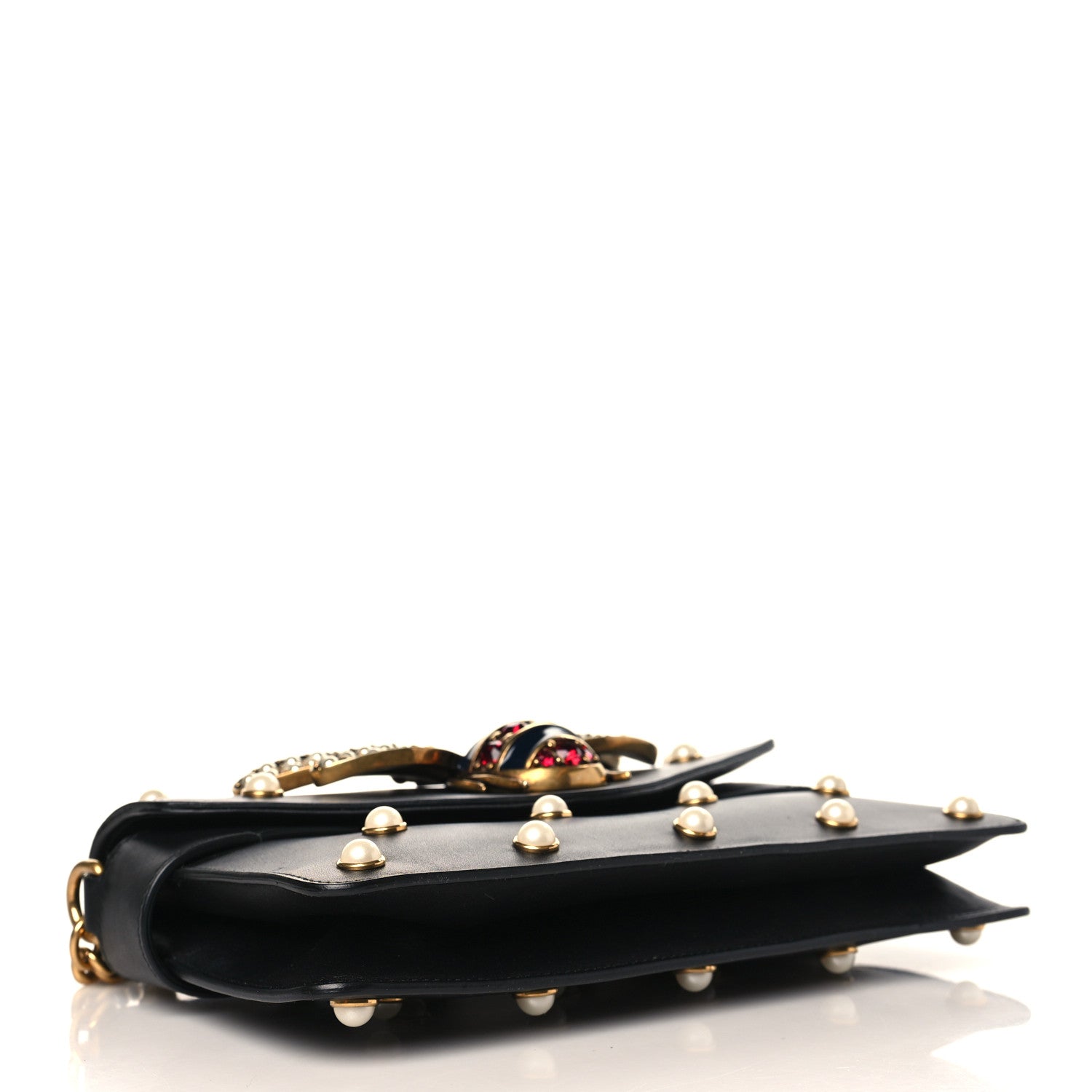 Gucci Nappa Pearl Studded Mini Queen Margaret Broadway Shoulder Bag Black 3 of 8