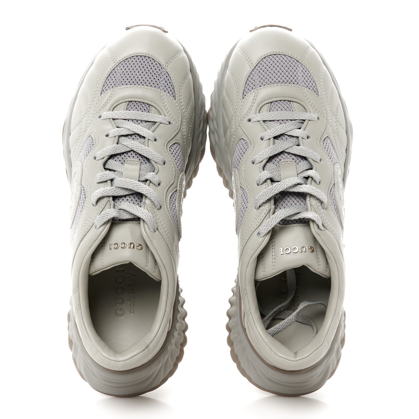 New Nappa Sombre Interlocking G Ripple Mens Platform Sneakers 8.5 Grey Sky