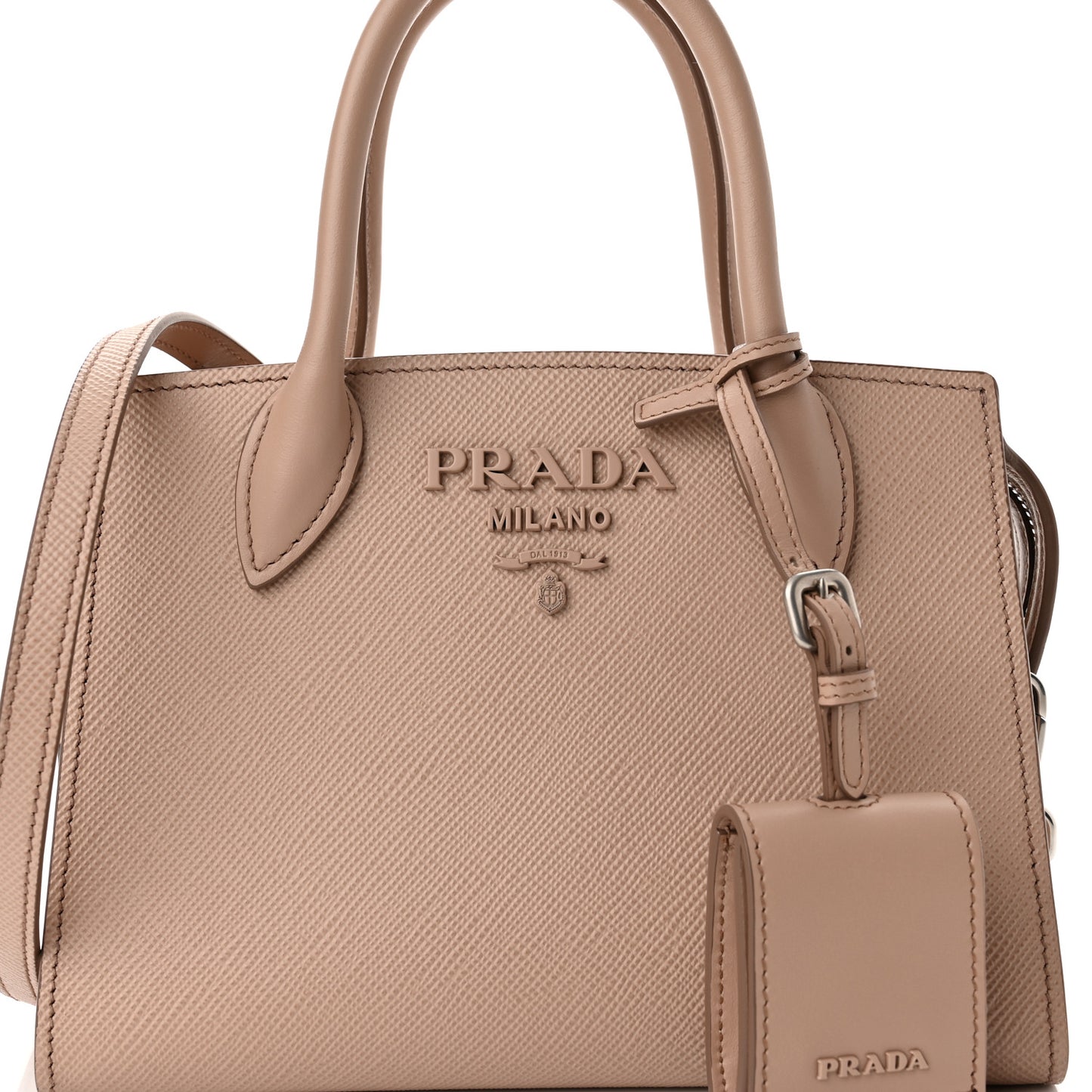 Saffiano Cuir Calfskin Mini Monochrome Top Handle Tote Cipria
