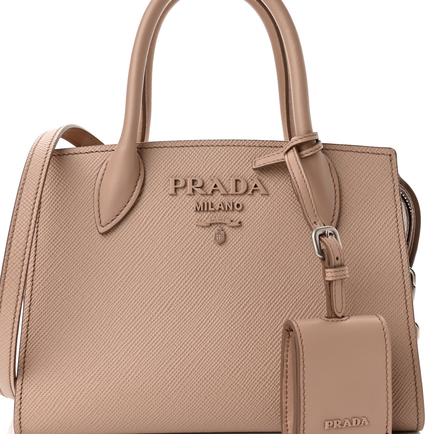 Prada Saffiano Cuir Calfskin Mini Monochrome Top Handle Tote Cipria 7 of 9