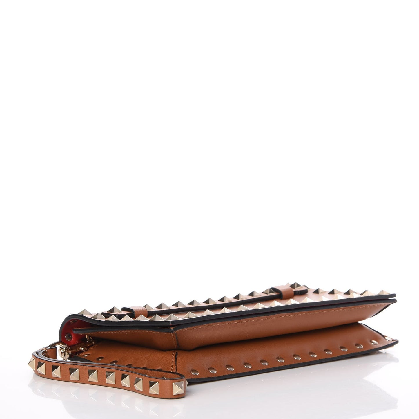 Nappa Small Rockstud Wristlet Clutch Tobacco