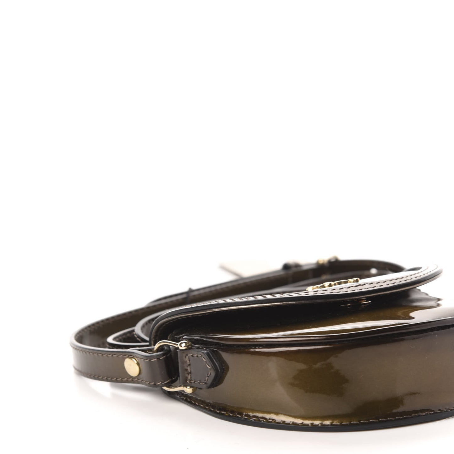 Patent Calfskin Georgie Mini Crossbody Bag Dark Nickel