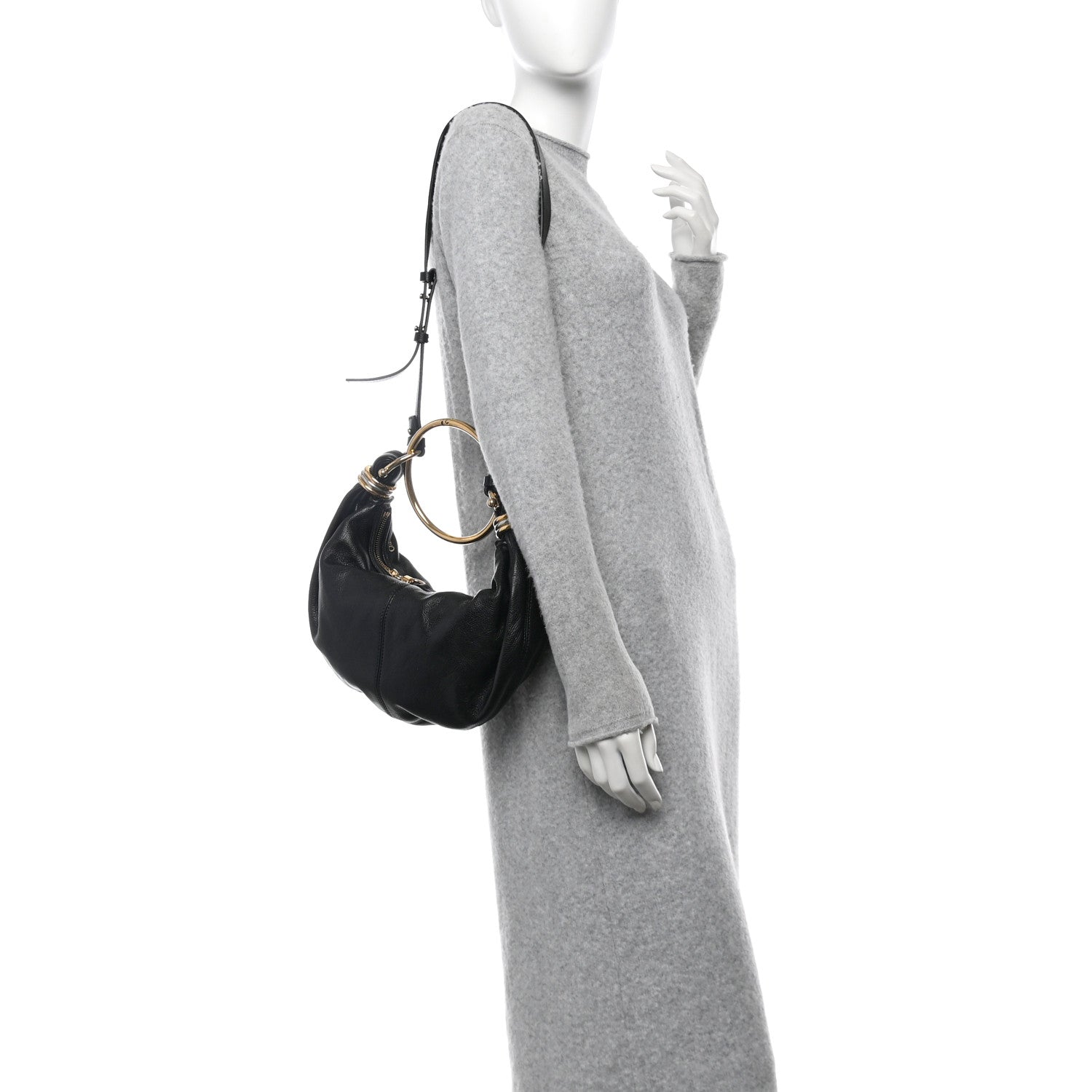 Chloe Grained Calfskin Small Bracelet Hobo Bag Black 2 of 10