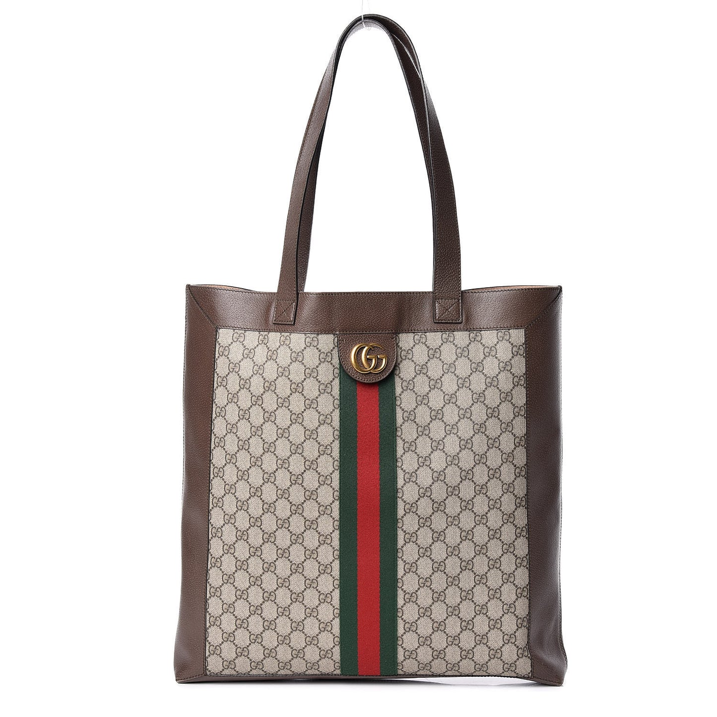 GG Supreme Monogram Web Large Ophidia Vertical Shopping Tote Brown