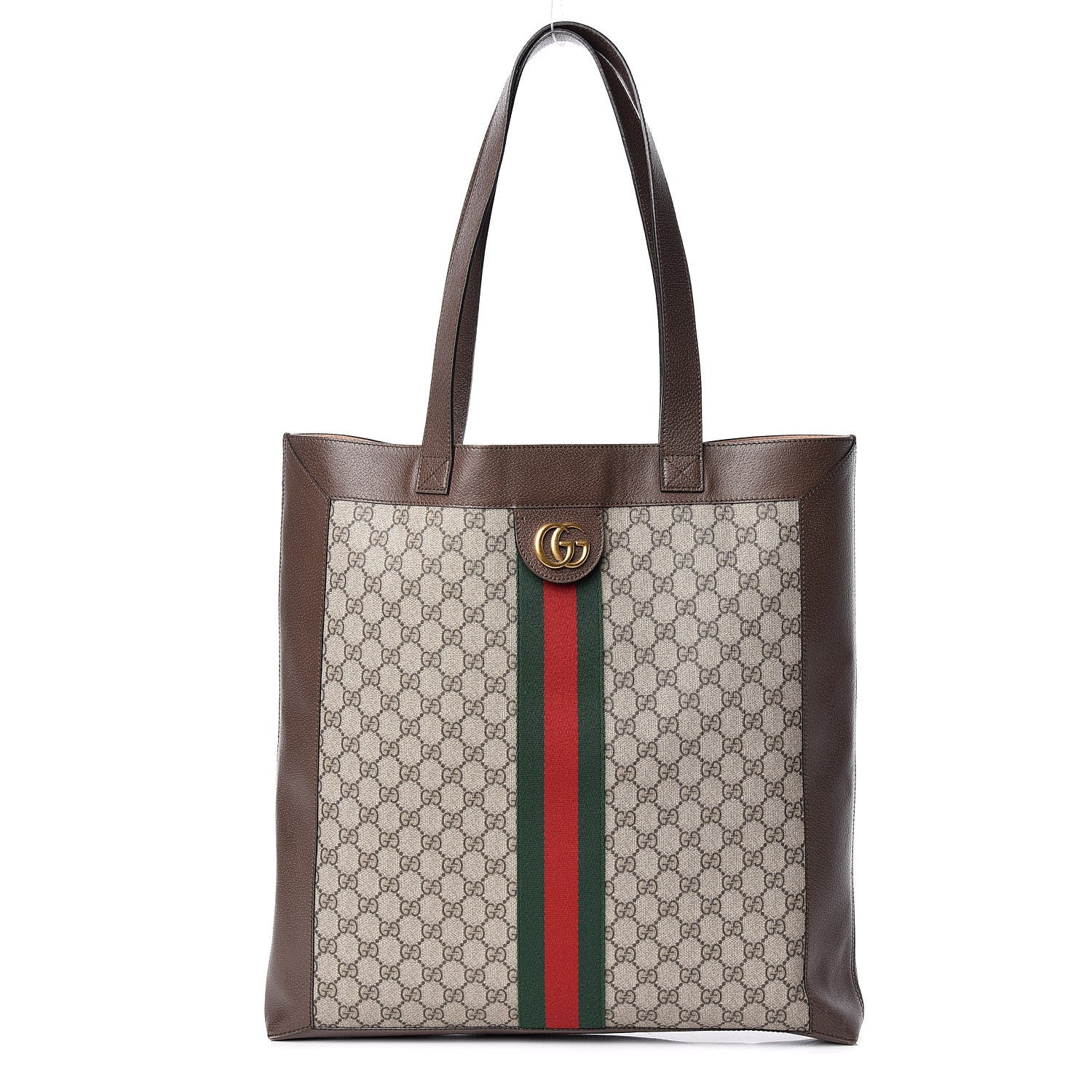 Gucci GG Supreme Monogram Web Large Ophidia Vertical Shopping Tote Brown 3 of 17