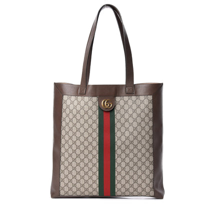 Gucci GG Supreme Monogram Web Large Ophidia Vertical Shopping Tote Brown 3 of 17