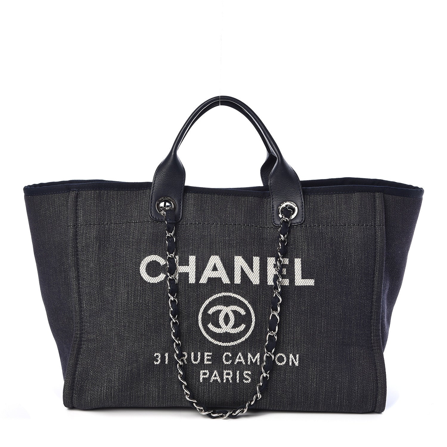 Chanel Denim Large Deauville Tote Dark Blue 1 of 10