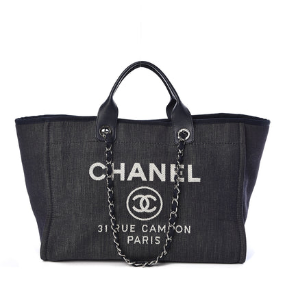 Chanel Denim Large Deauville Tote Dark Blue 1 of 10