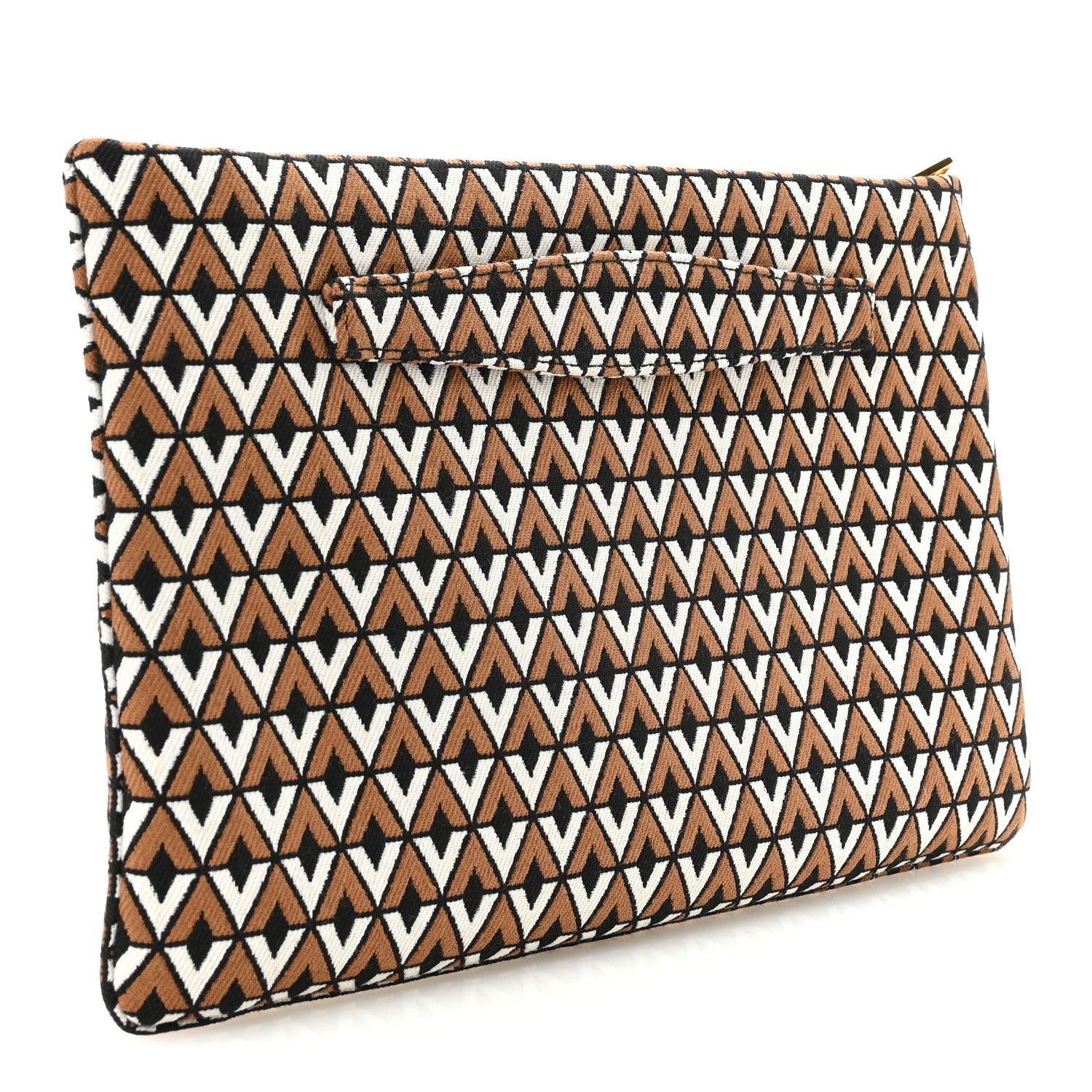Prada Tessuto Jacquard Printed Large Clutch Brown Black White 3 of 6