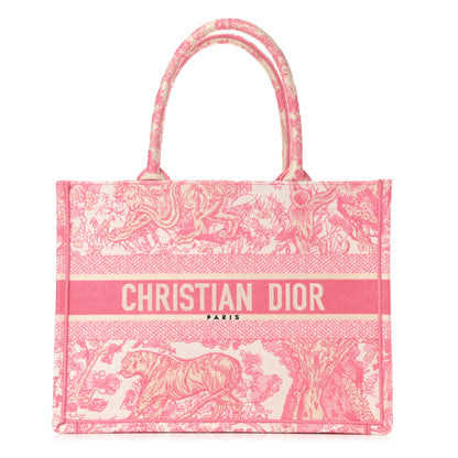 Christian Dior Canvas Embroidered Medium Dioriviera Toile De Jouy Book Tote Peony Pink 1 of 10