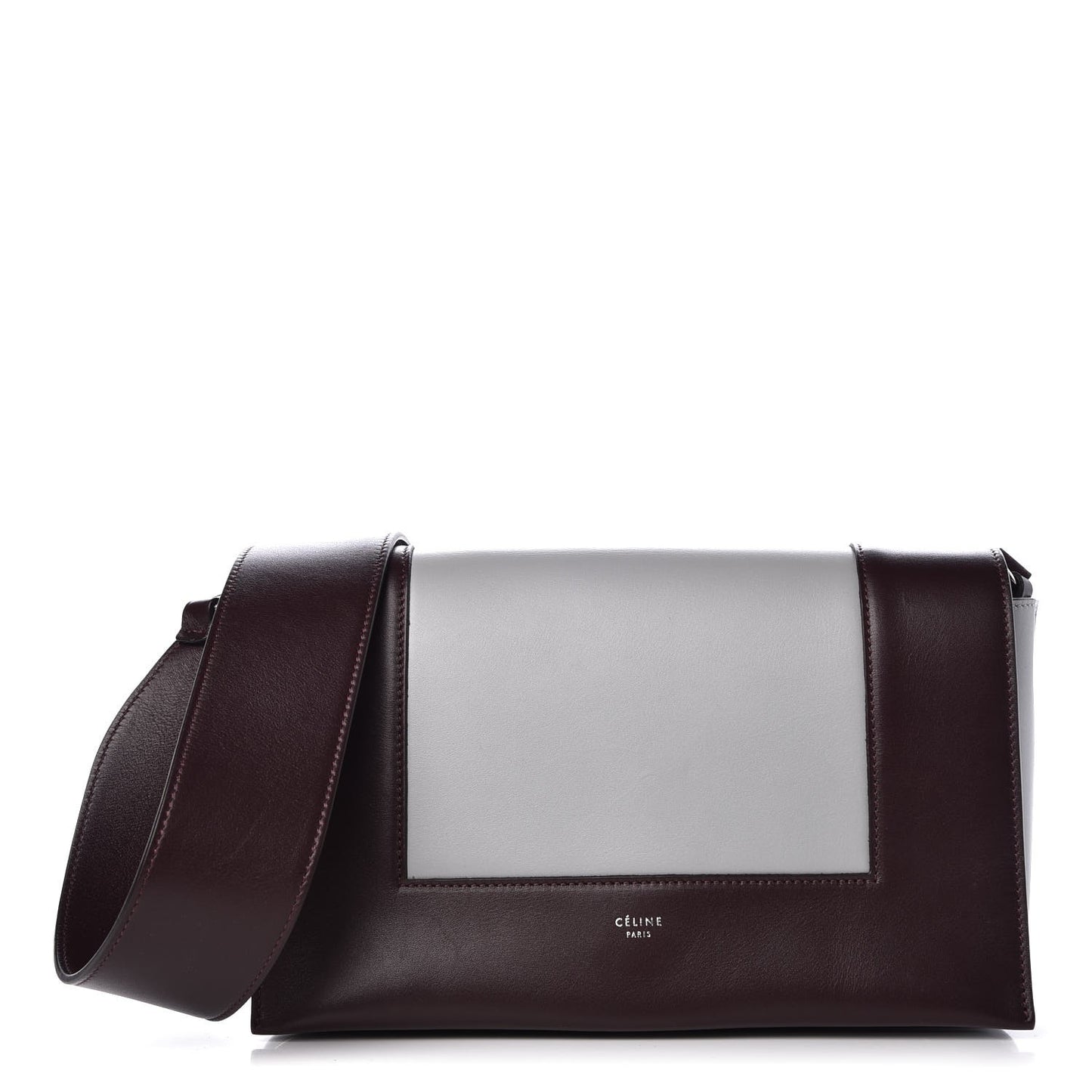 Shiny Smooth Calfskin Medium Frame Shoulder Bag Burgundy Pearl Blue