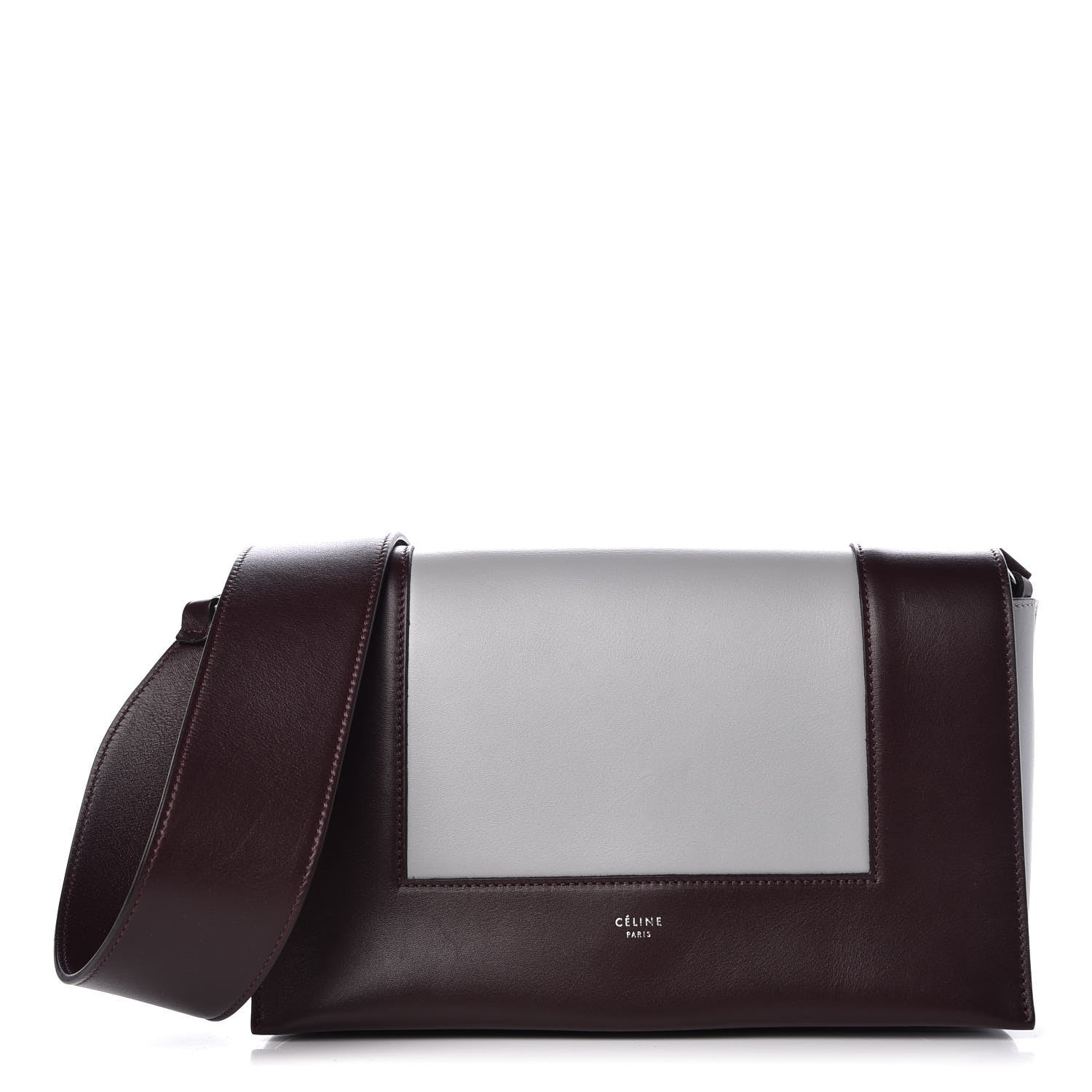 Celine Shiny Smooth Calfskin Medium Frame Shoulder Bag Burgundy Pearl Blue 1 of 8