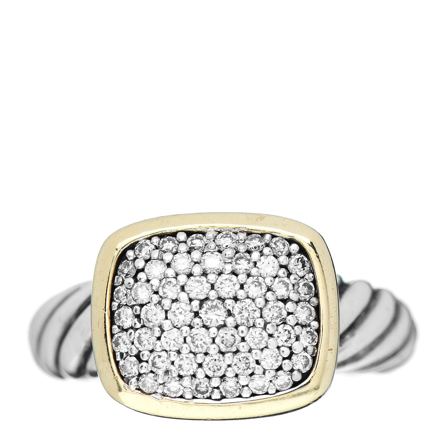 David Yurman Sterling Silver 18K Yellow Gold Diamond 10mm Noblesse Ring 49 4.75 1 of 6