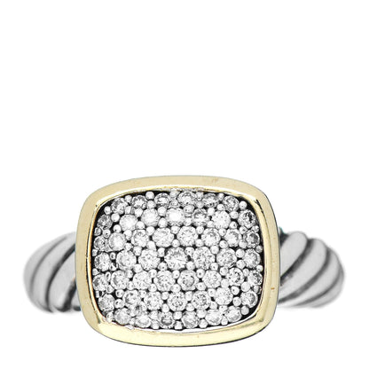 David Yurman Sterling Silver 18K Yellow Gold Diamond 10mm Noblesse Ring 49 4.75 1 of 6