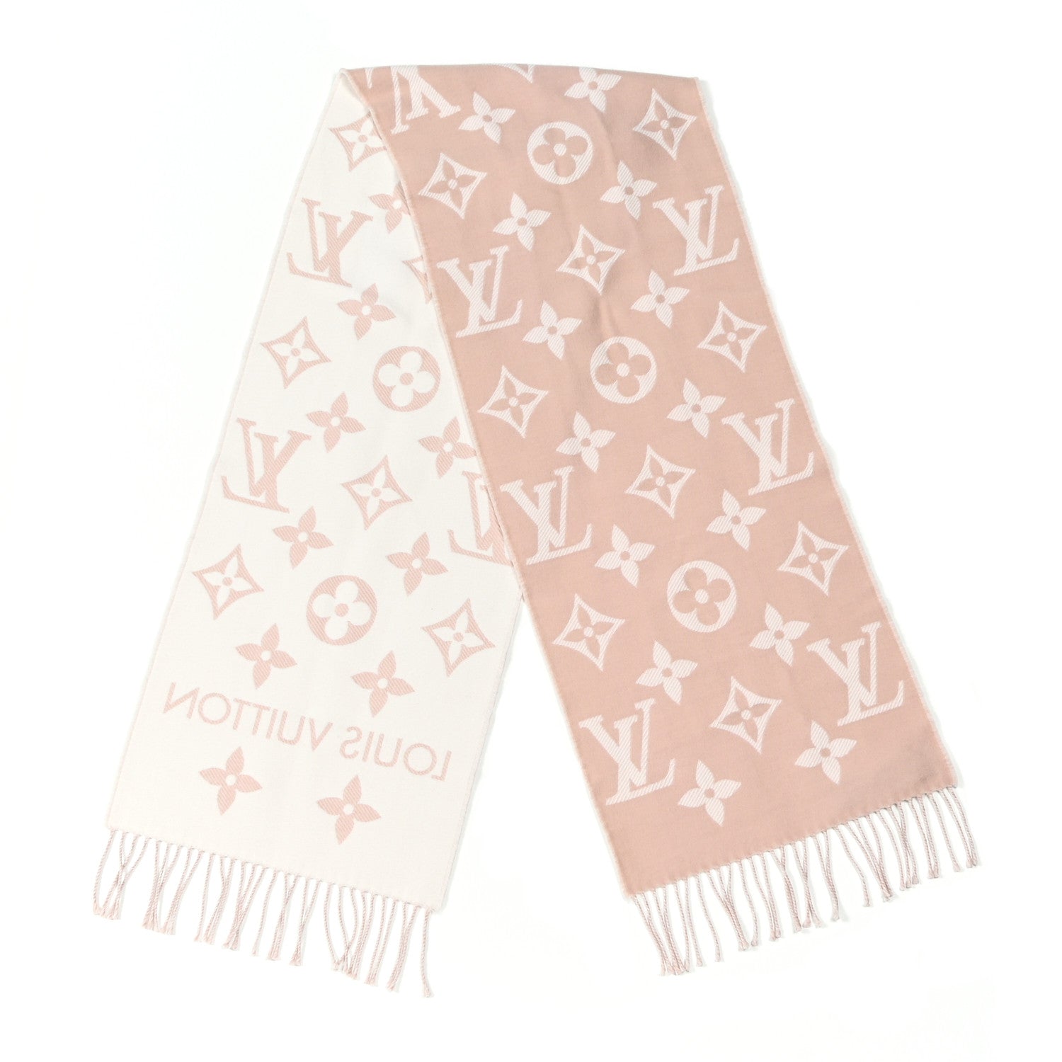 Louis Vuitton Wool Monogram Daily LV Scarf Beige Rose 2 of 3