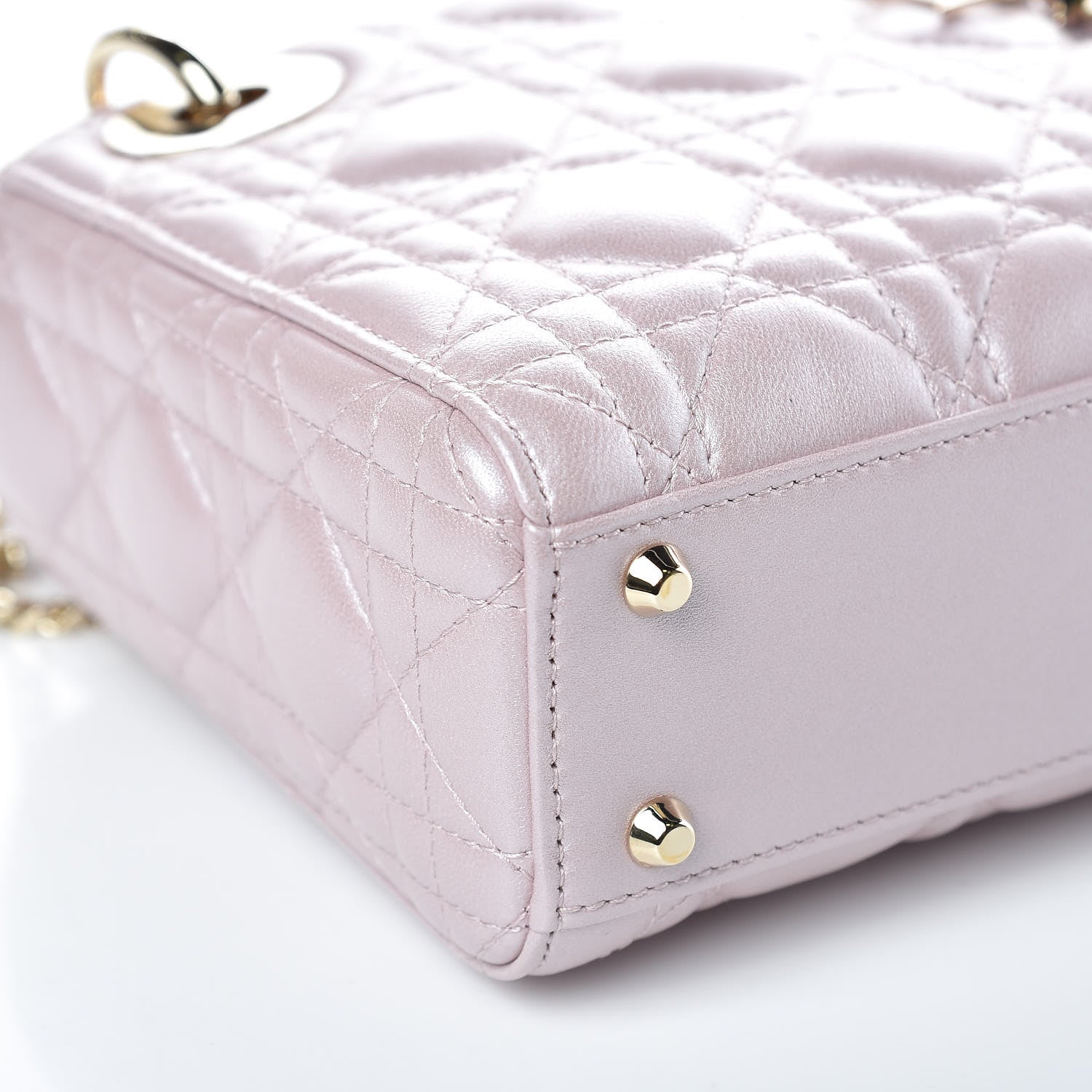 Christian Dior Metallic Lambskin Cannage Mini Lady Dior Lotus 9 of 11