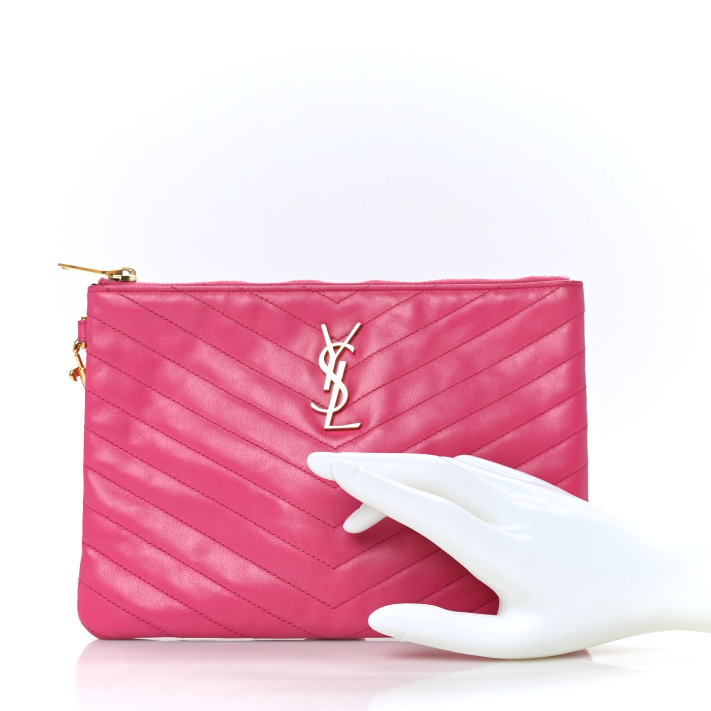 Calfskin Matelasse Chevron Monogram A5 Wristlet Bubblegum