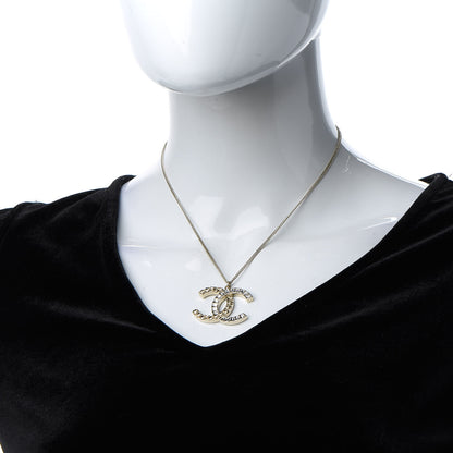 Chanel Baguette Crystal Quilted CC Pendant Necklace Gold 2 of 7