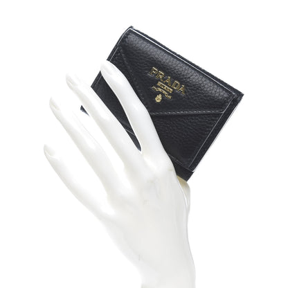 Prada Vitello Grain Small Tri-Fold Wallet Black 2 of 9