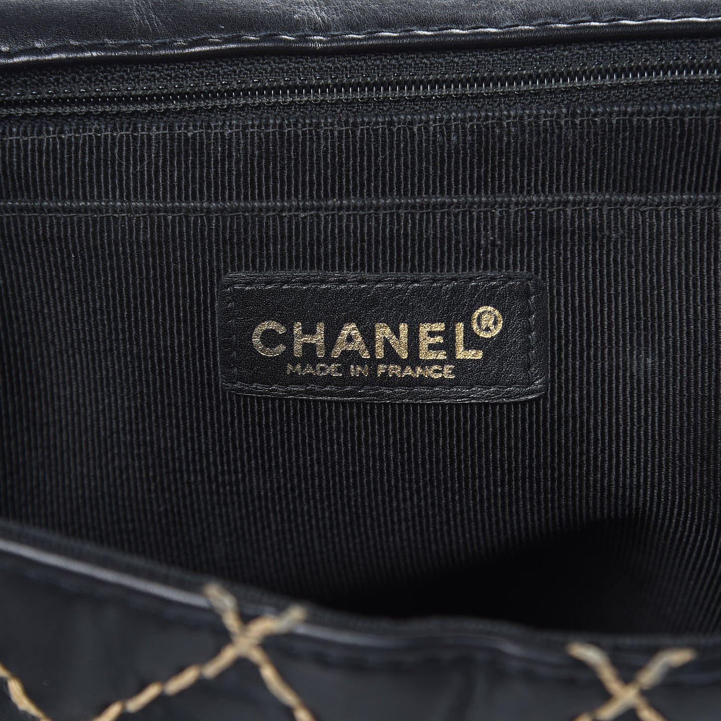 Calfskin Wild Stitch Jumbo Flap Black