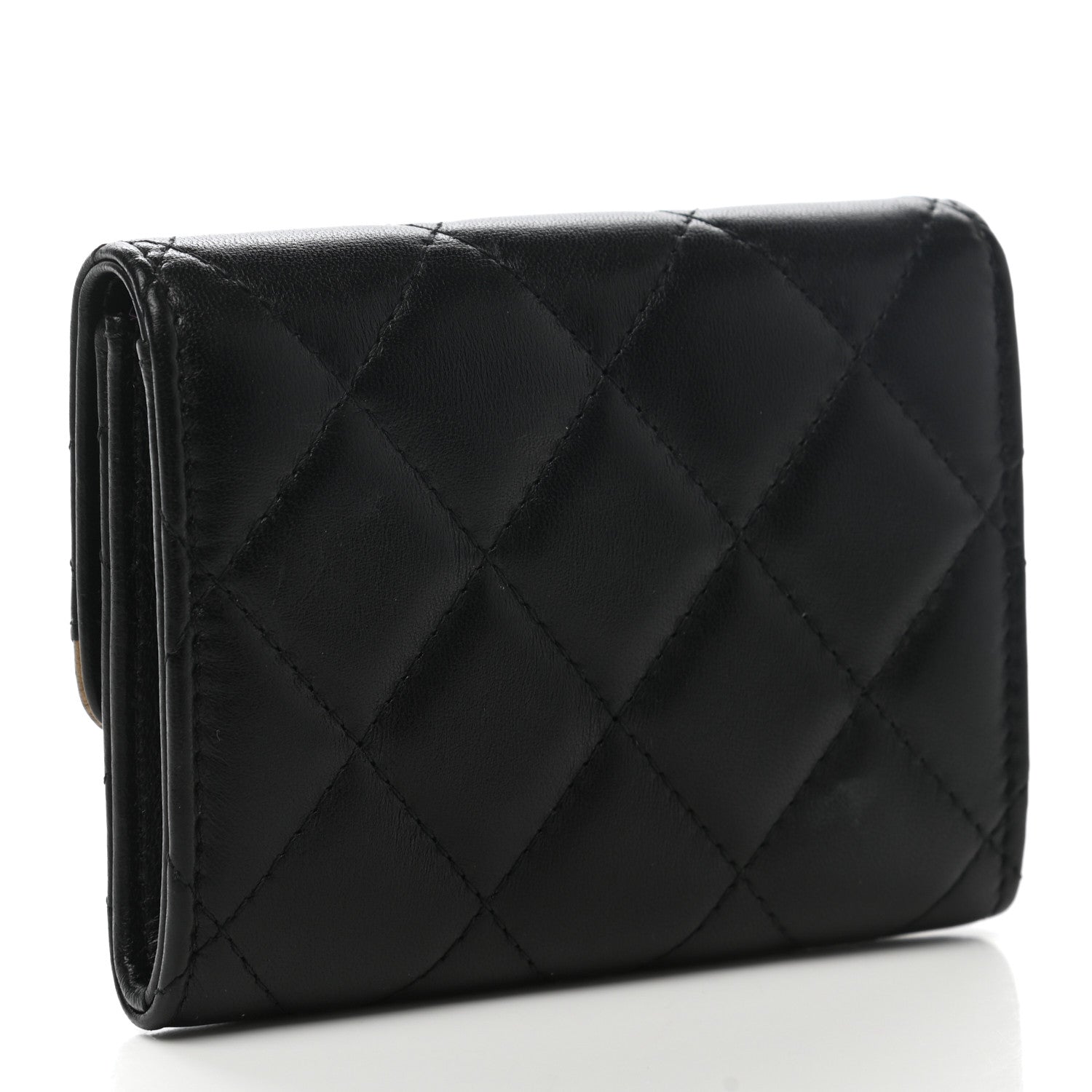 Chanel Lambskin Quilted CC Chic Flap Card Holder Black Gold 6 of 22