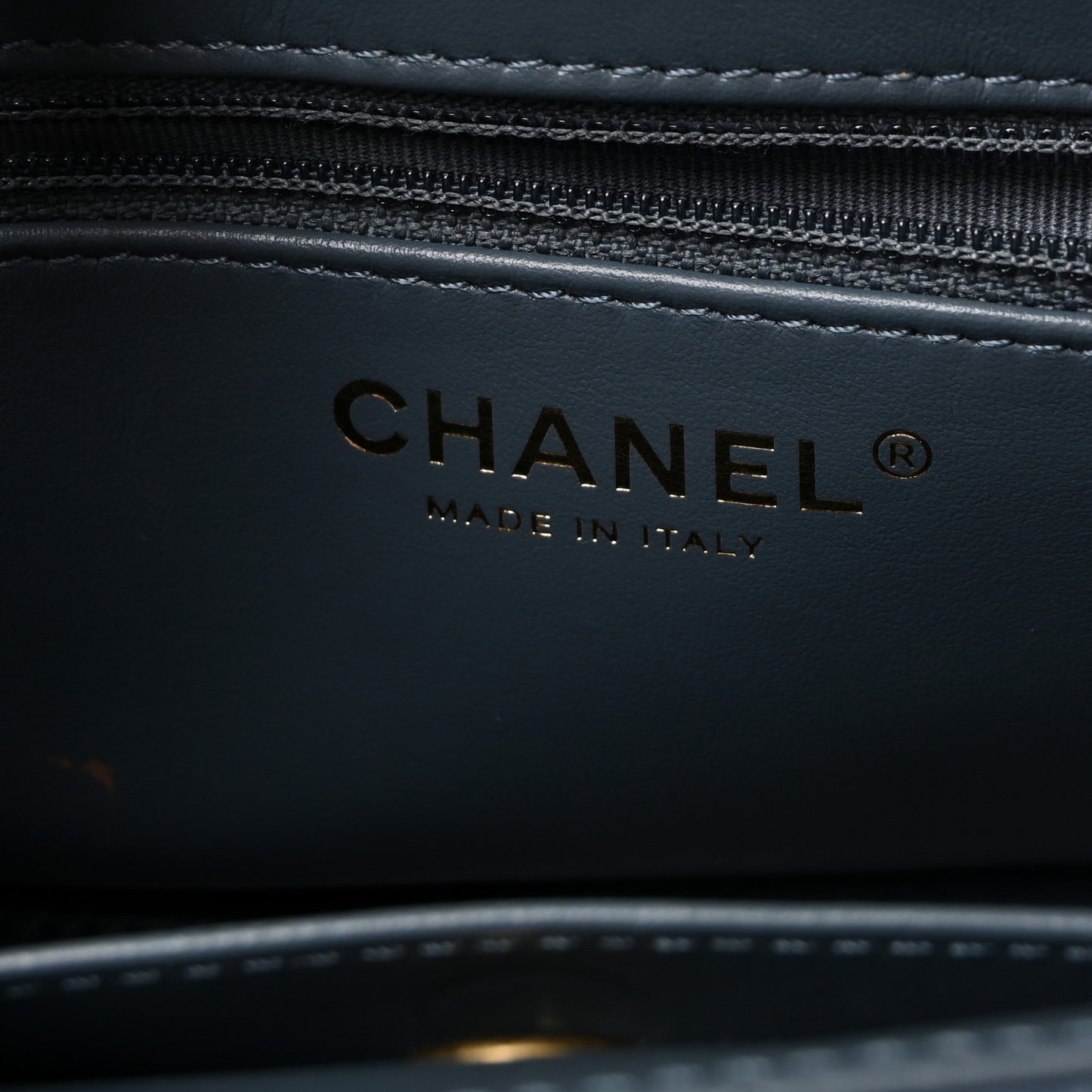 Shiny Aged Calfskin Quilted Nano Kelly Shopper Dark Blue