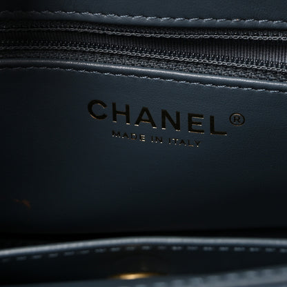 Chanel Shiny Aged Calfskin Quilted Nano Kelly Shopper Dark Blue 6 of 10