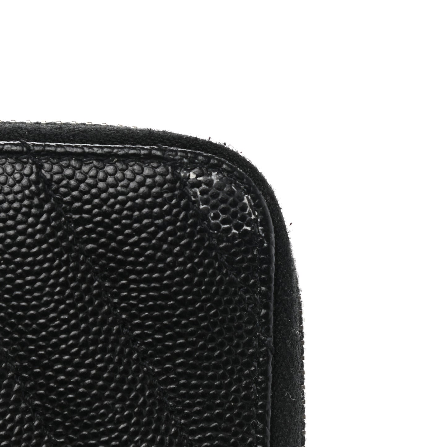 Grain De Poudre Matelasse Chevron Monogram Compact Zip Around Wallet Black