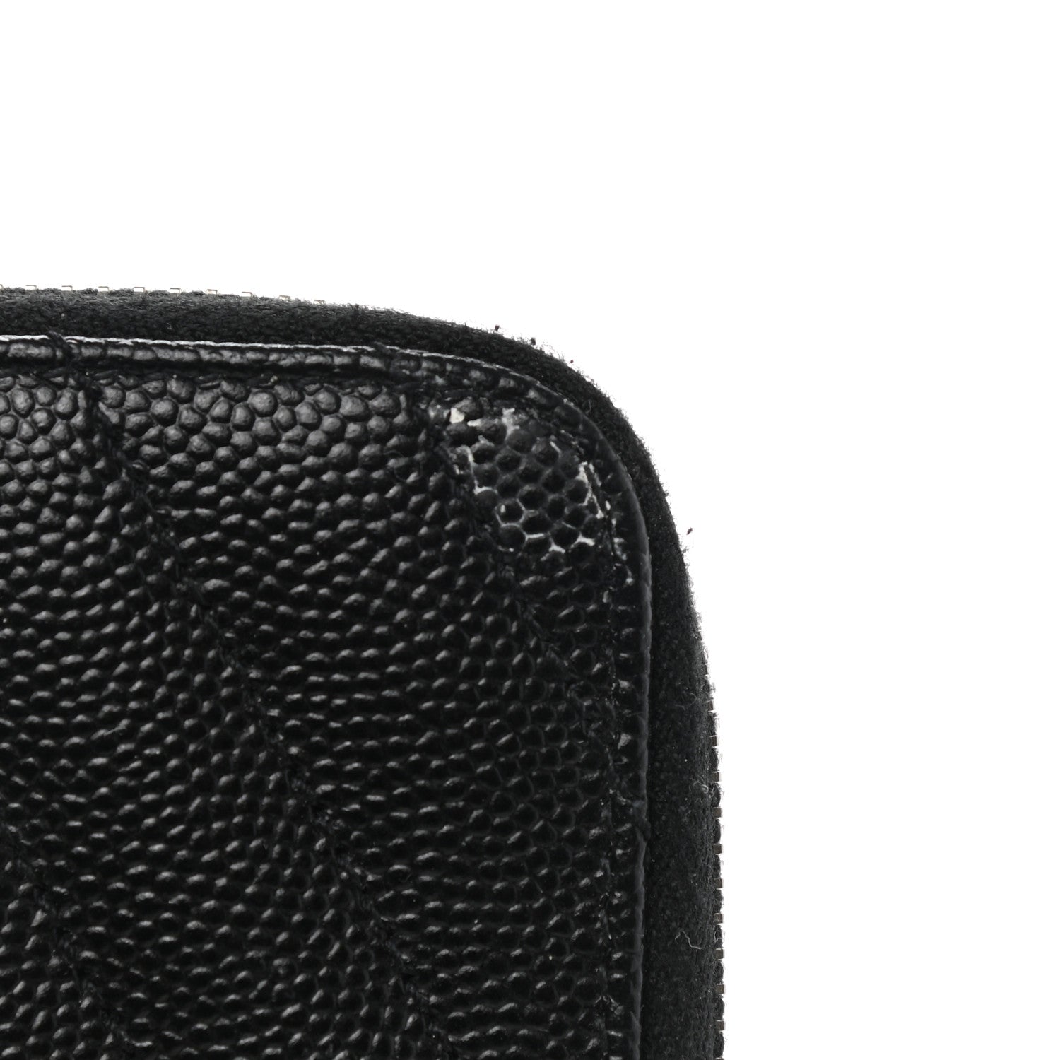 Saint Laurent Grain De Poudre Matelasse Chevron Monogram Compact Zip Around Wallet Black 8 of 9