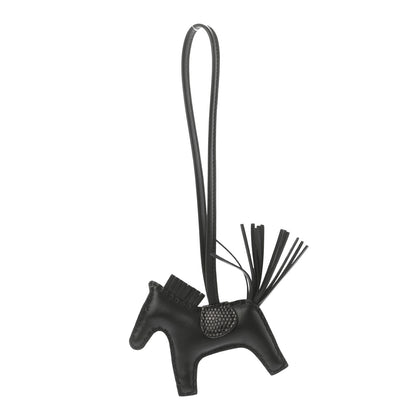 Hermes Milo Lambskin Lizard Touch Grigri Rodeo Horse Bag Charm PM So Black 1 of 5