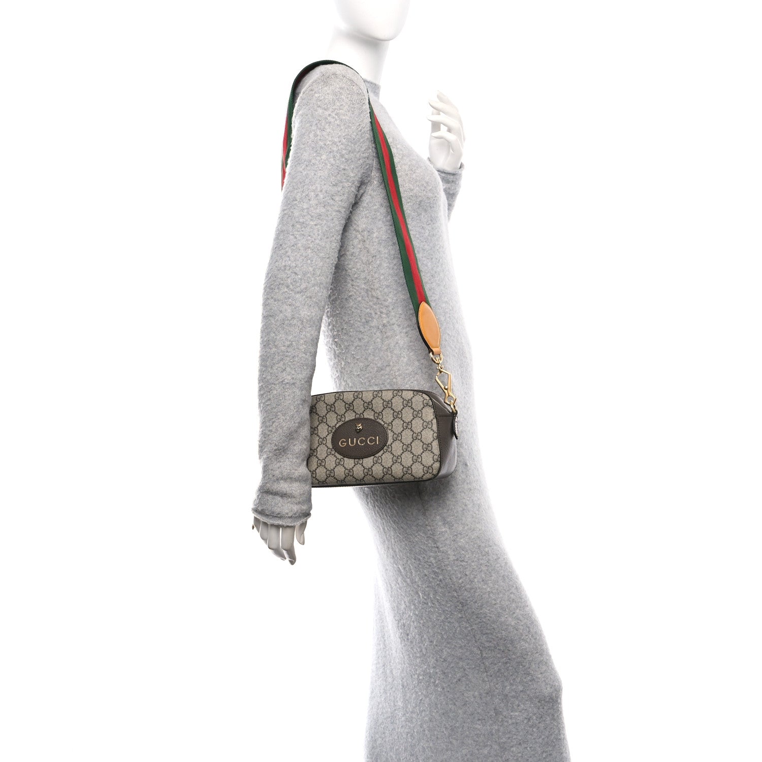 Gucci GG Supreme Monogram Web Neo Vintage Shoulder Bag Beige New Acero Crop 2 of 13